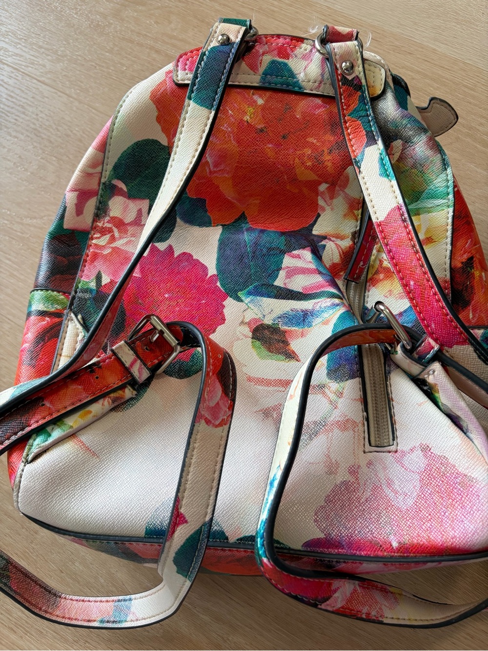 London Fog Floral Mini Backpack Purse Satchel Multicolor - Picture 3 of 8